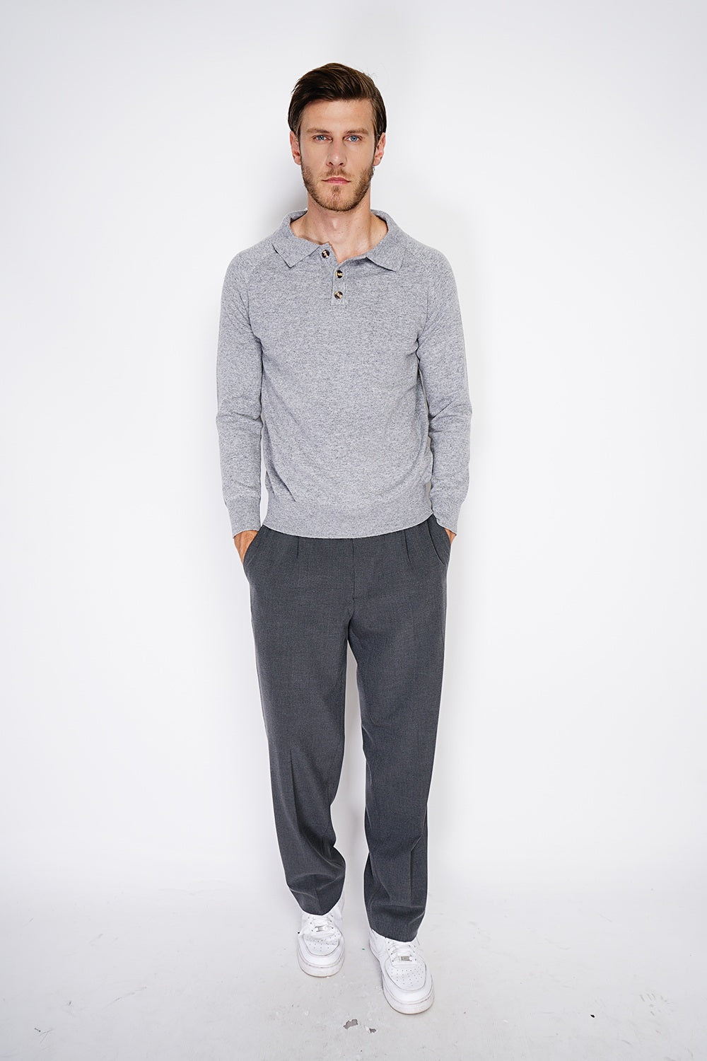 Maglione classico a collo alto con maniche lunghe, maglia a 2 fili Flanella