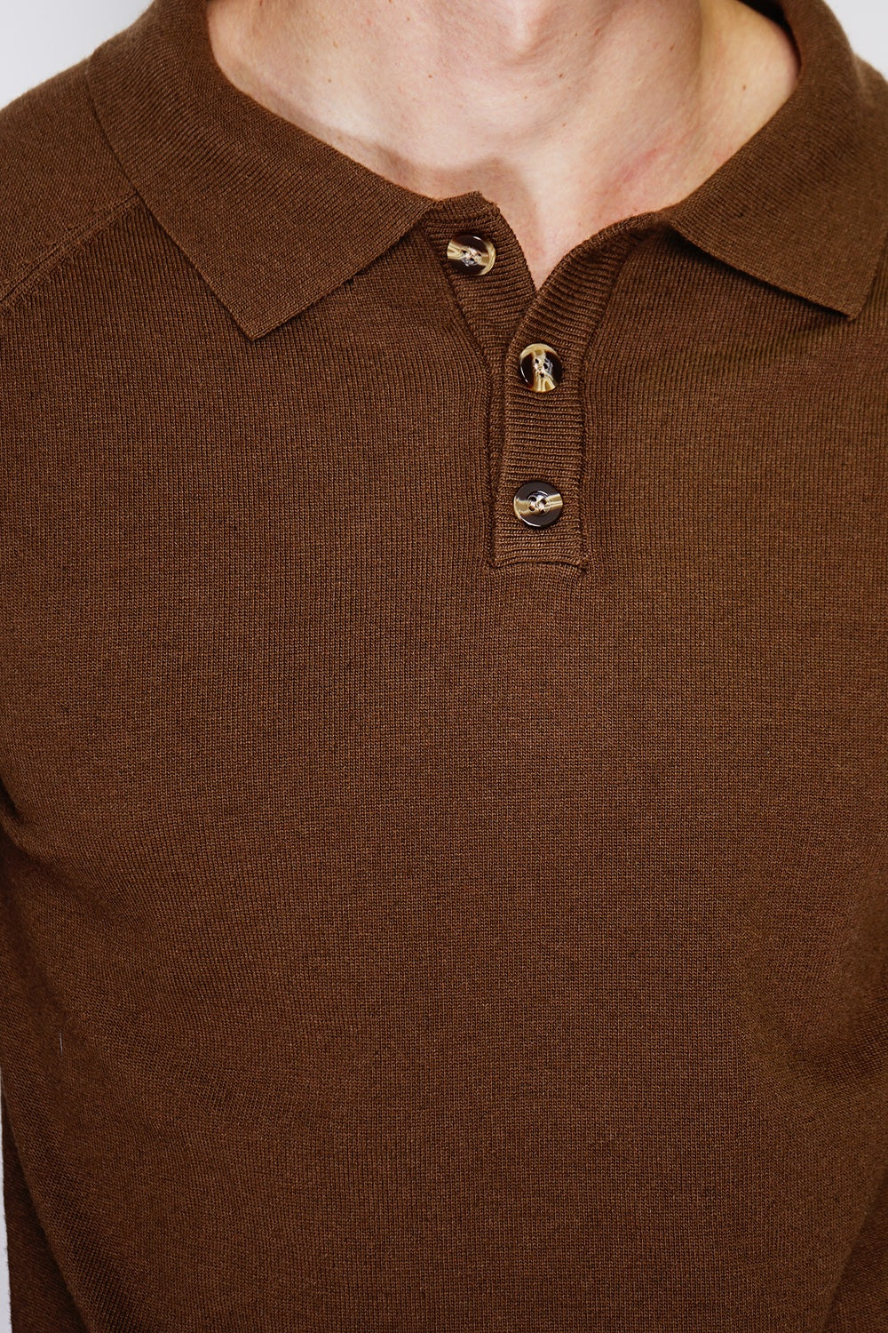 Maglione classico a collo alto con maniche lunghe, maglia a 2 fili Marrone