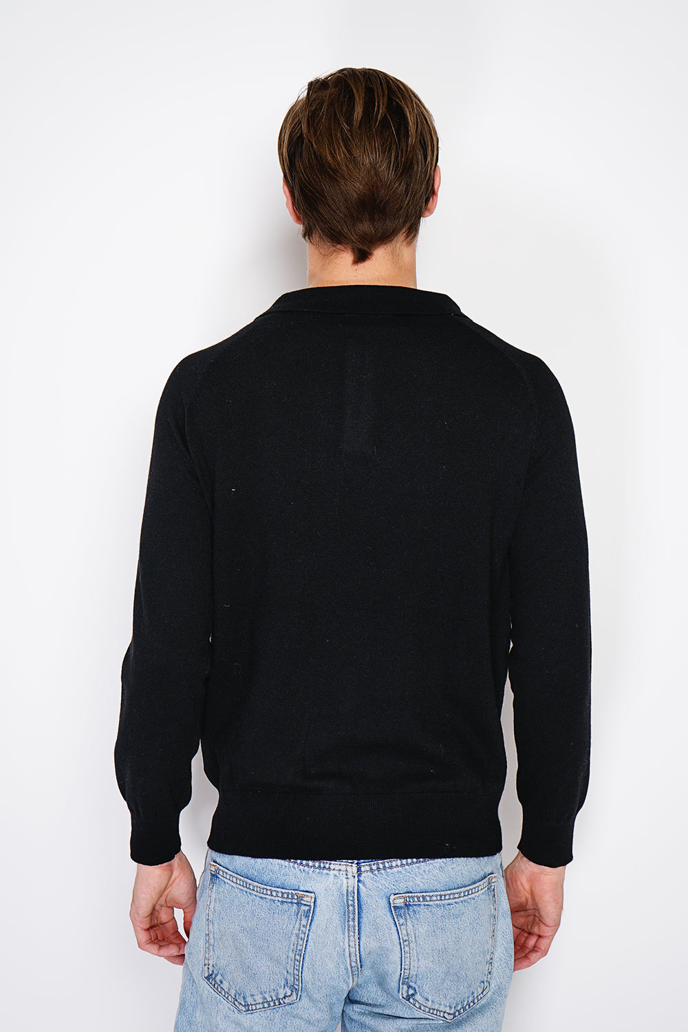 Maglione classico a collo alto con maniche lunghe, maglia a 2 fili Nero