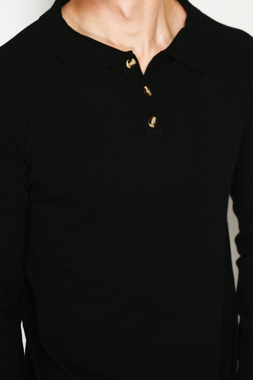 Maglione classico a collo alto con maniche lunghe, maglia a 2 fili Nero