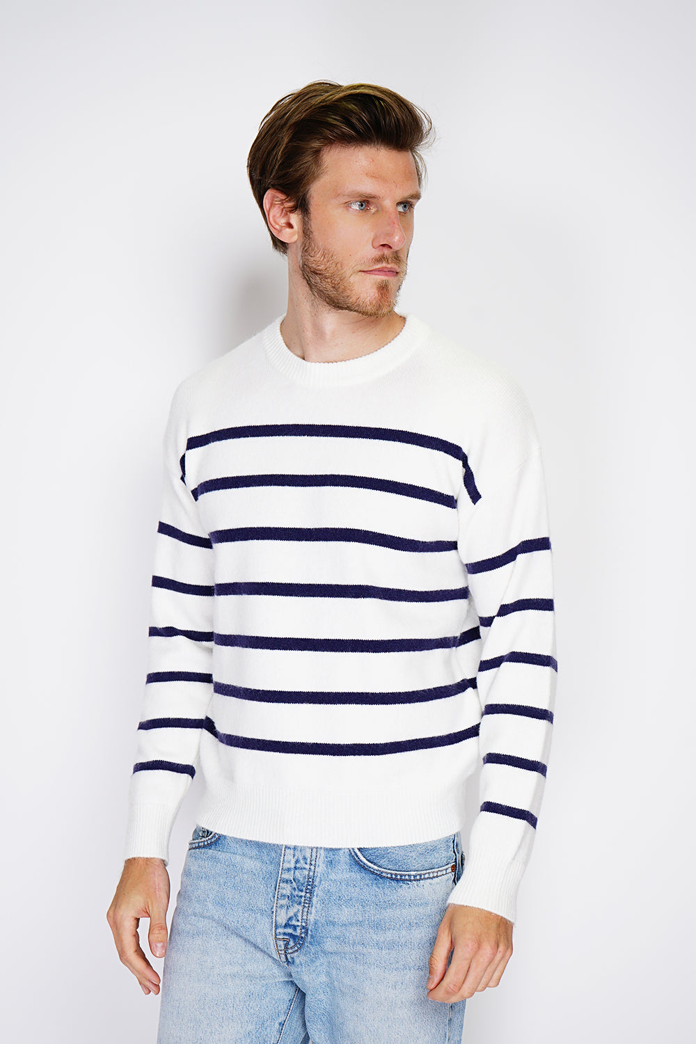 Maglione da marinaio a maniche lunghe e scollo tondo - Bianco sporco