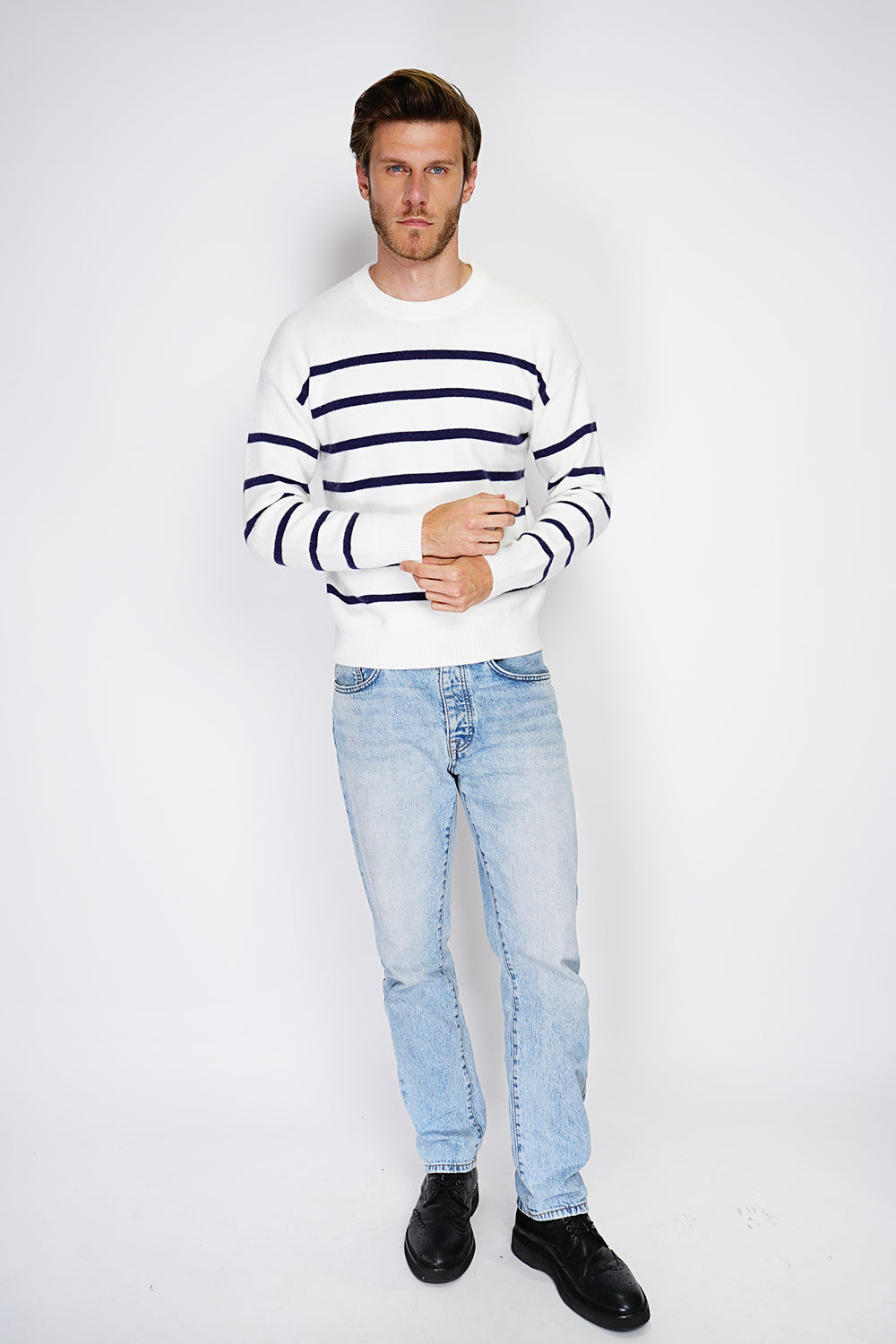 Maglione da marinaio a maniche lunghe e scollo tondo - Bianco sporco