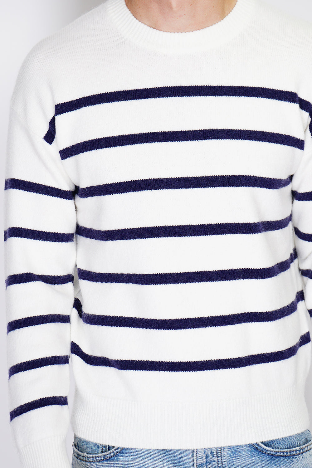 Maglione da marinaio a maniche lunghe e scollo tondo - Bianco sporco