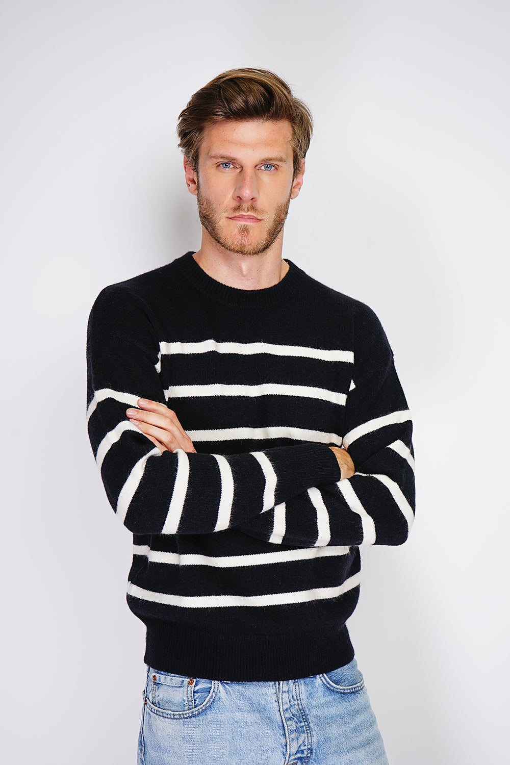 Maglione marinaio girocollo a maniche lunghe Nero -WFM140