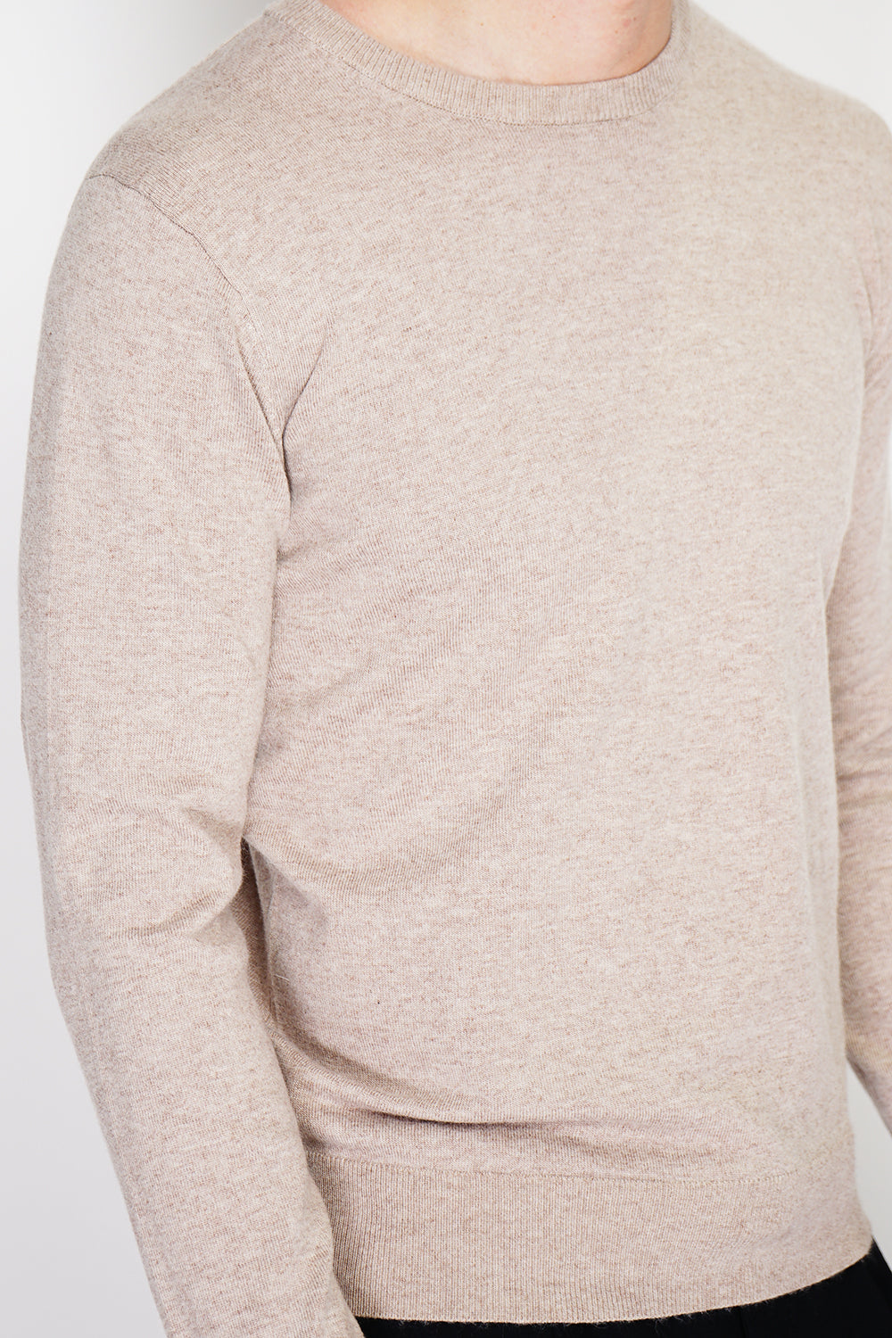 Maglione classico girocollo con maniche lunghe, maglia a 2 fili Deserto