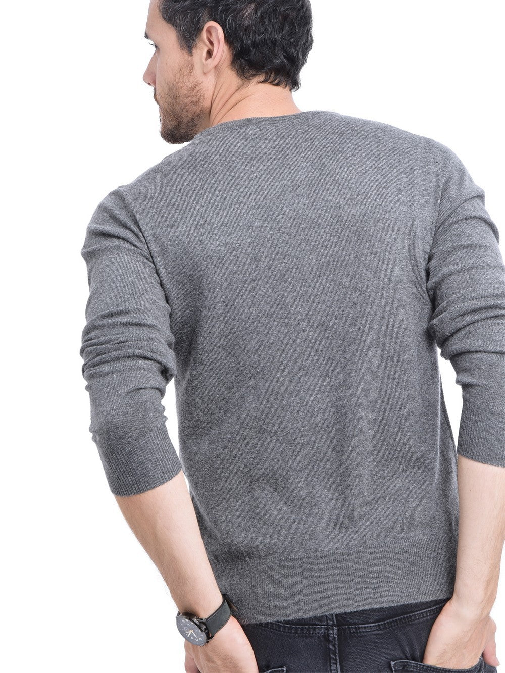 Maglione classico girocollo con maniche lunghe, maglia a 2 fili Lupo