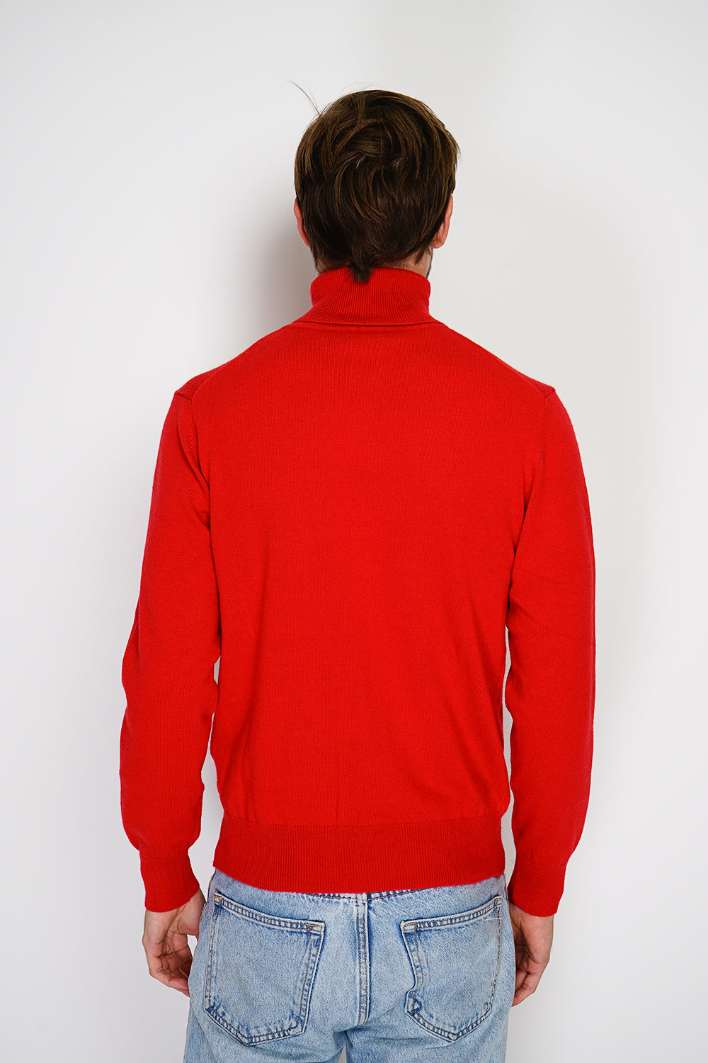 Classico maglione a collo alto con maniche lunghe lavorato a 2 fili Hermes rosso -WFM143