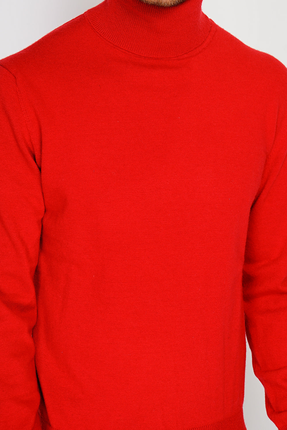 Classico maglione a collo alto con maniche lunghe lavorato a 2 fili Hermes rosso -WFM143