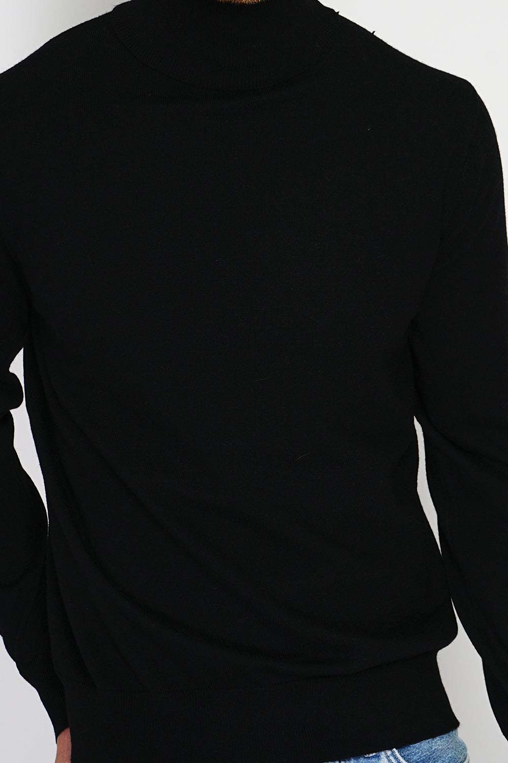 Classico maglione a collo alto a maniche lunghe in maglia a 2 fili Nero