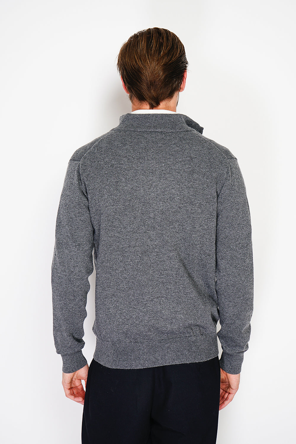 Cardigan classico a maniche lunghe con cerniera in maglia a 2 fili Lupo