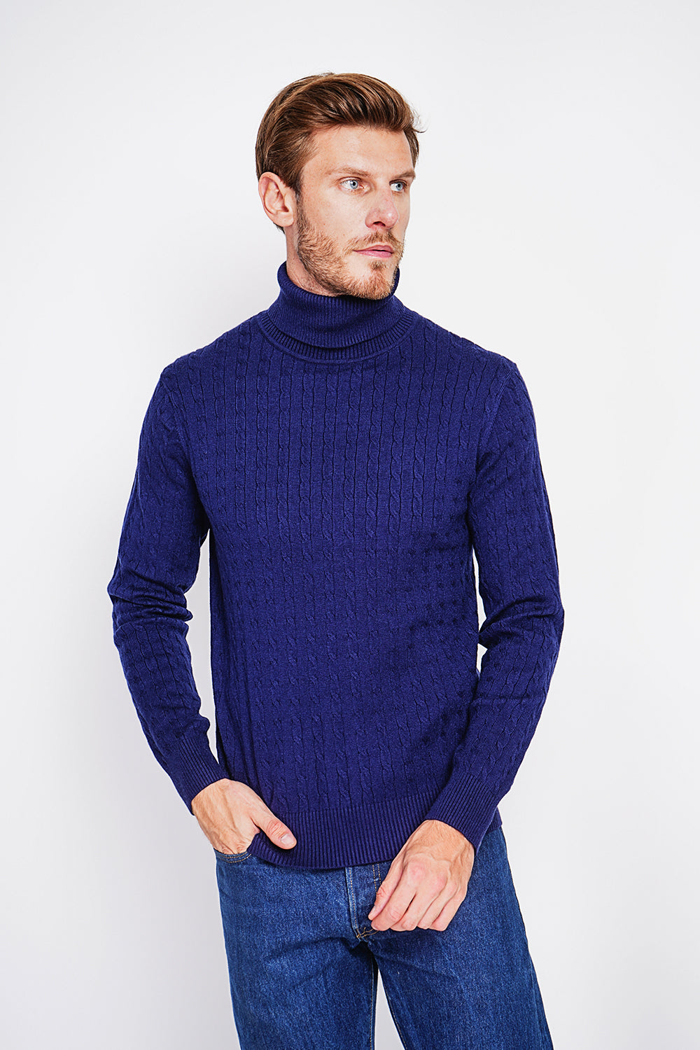 Maglione a collo alto con maniche lunghe Blu Notte