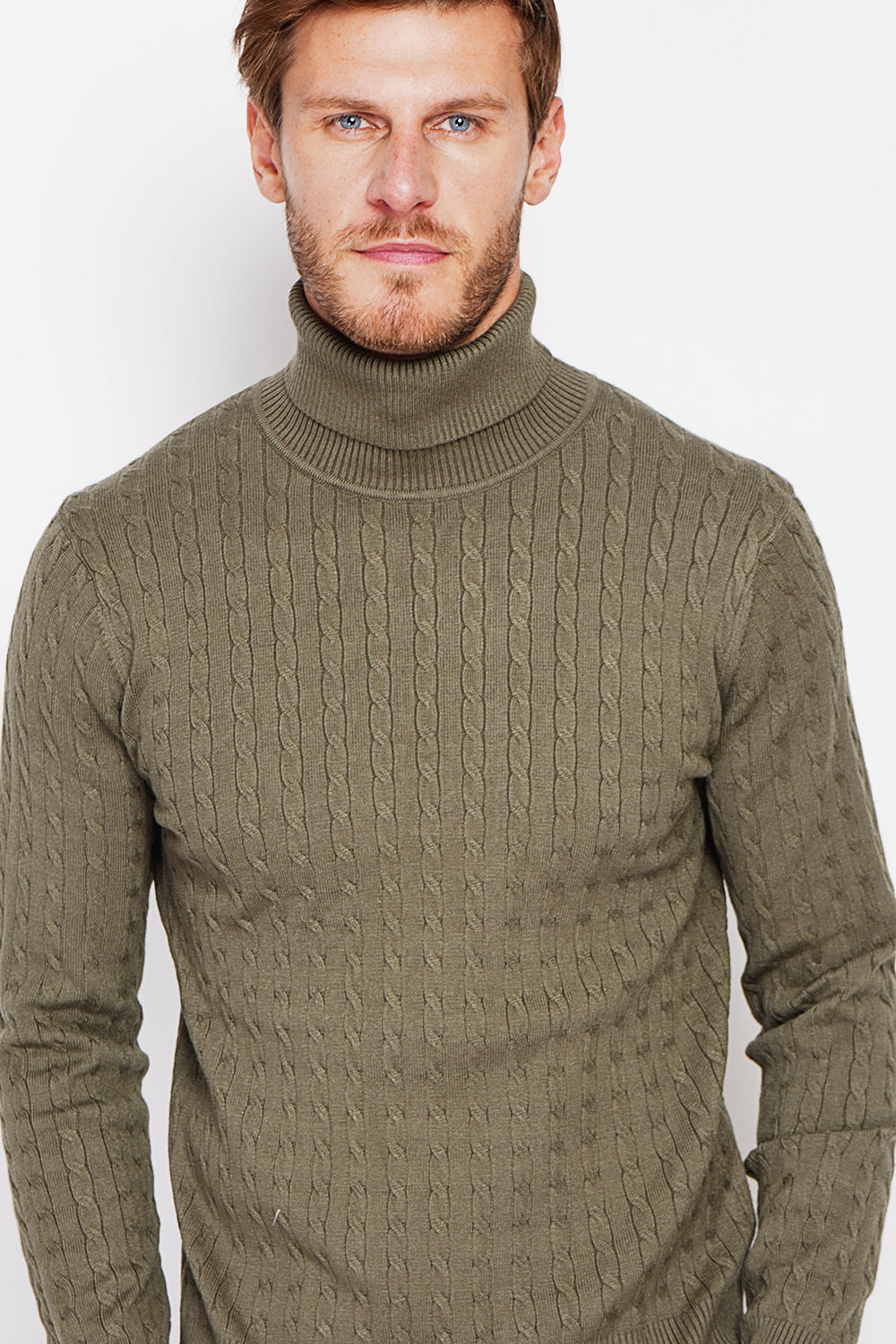 Maglione a collo alto con maniche lunghe Cachi