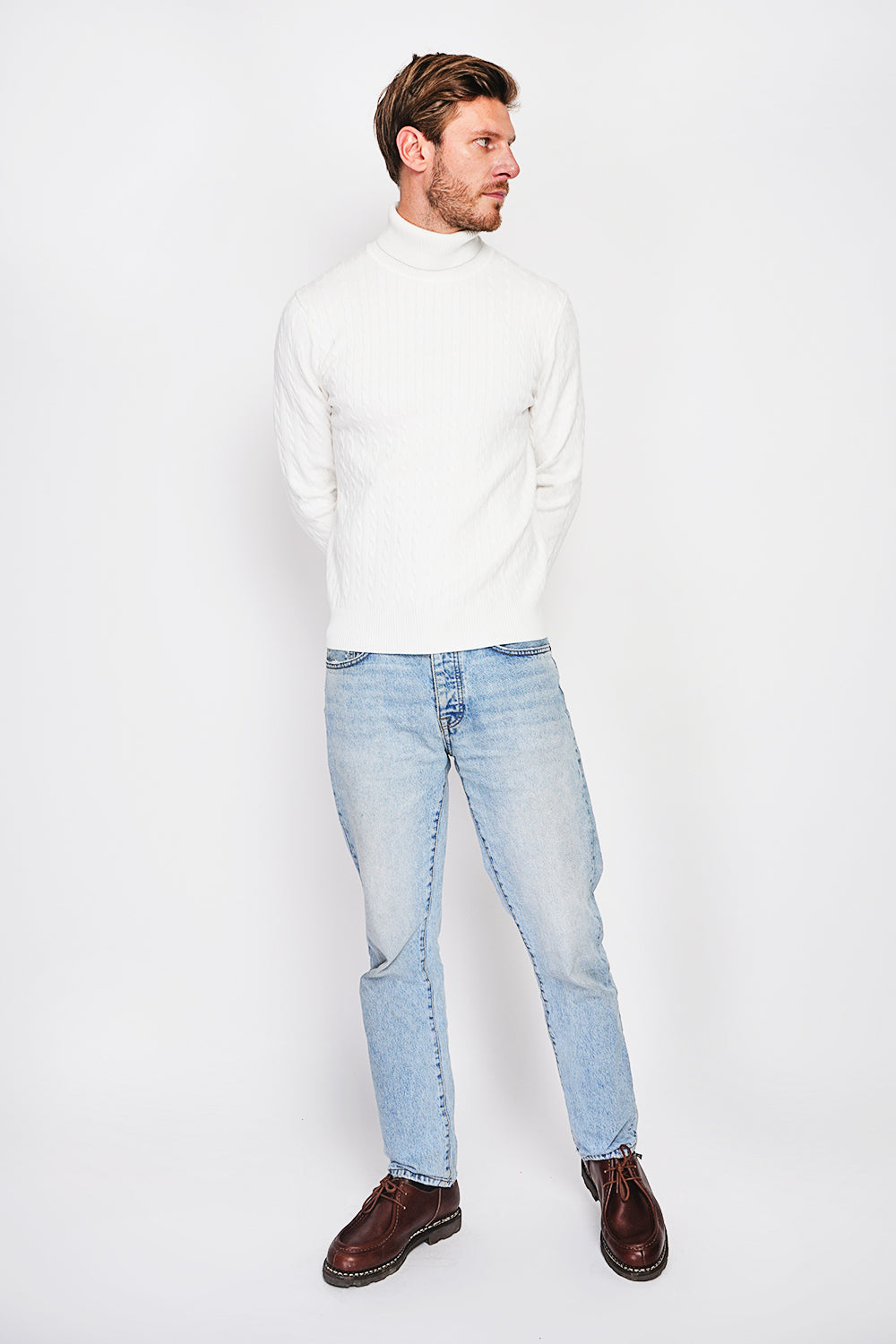 Maglione a collo alto con maniche lunghe Naturale