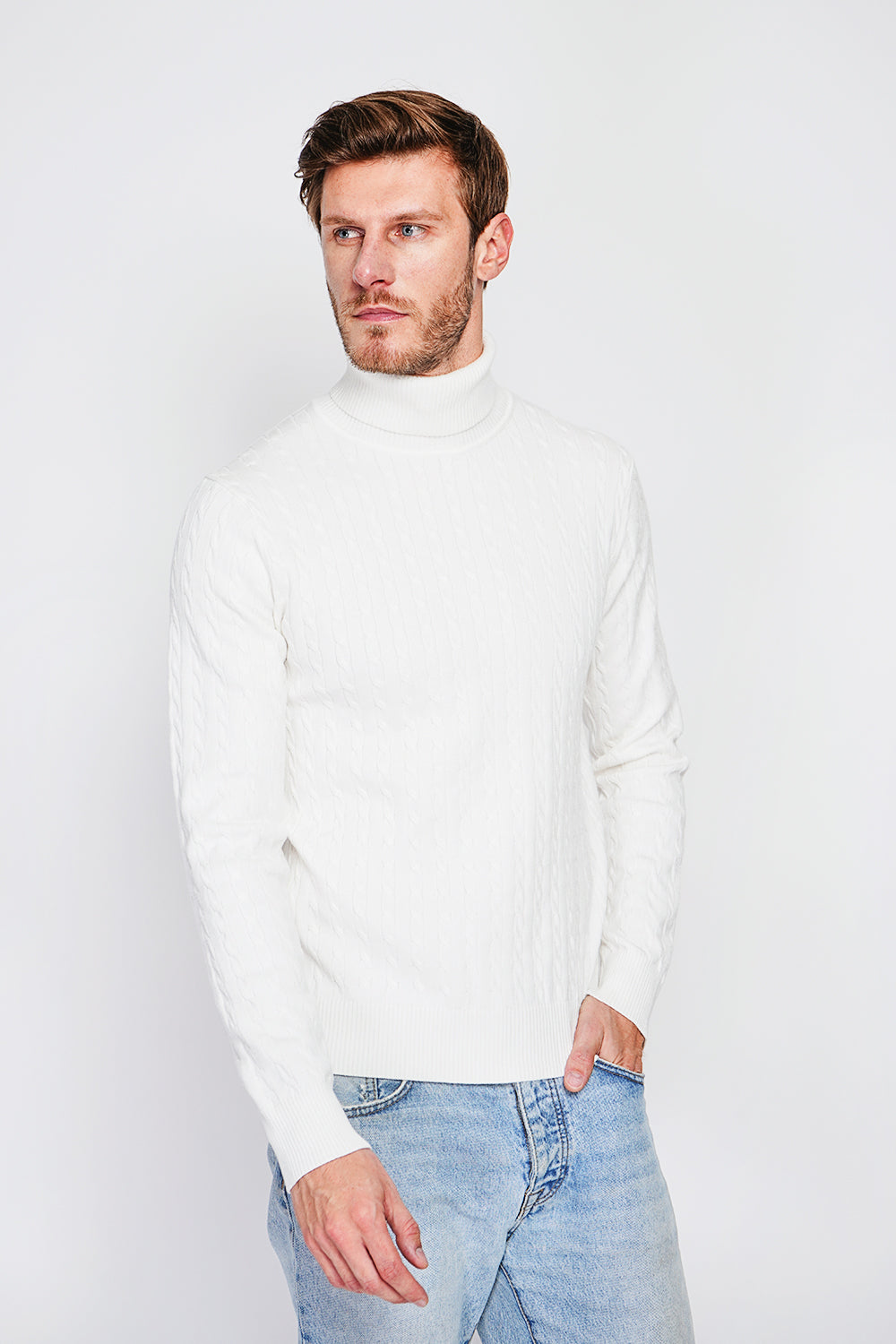 Maglione a collo alto con maniche lunghe Naturale