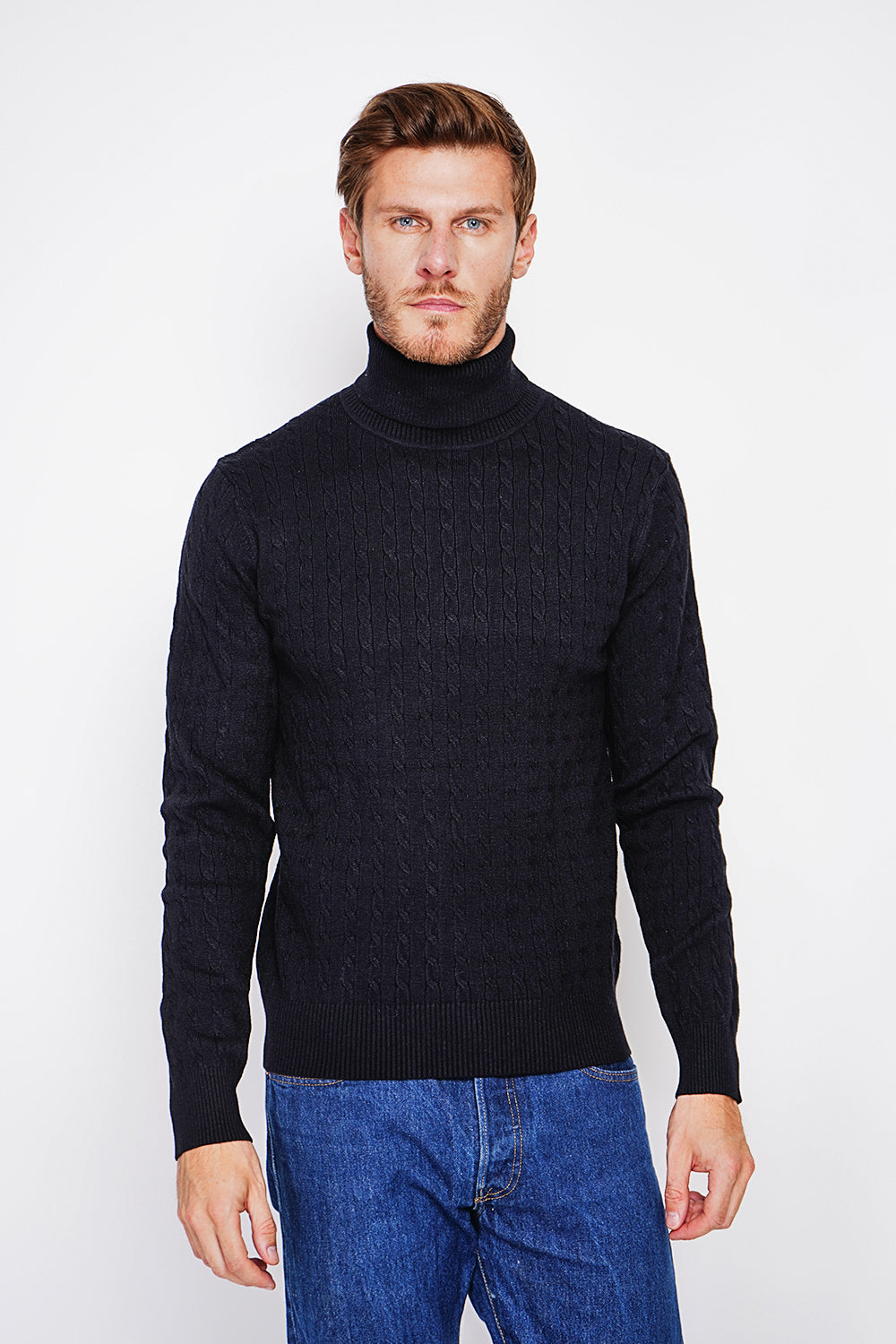 Maglione a collo alto con maniche lunghe Nero