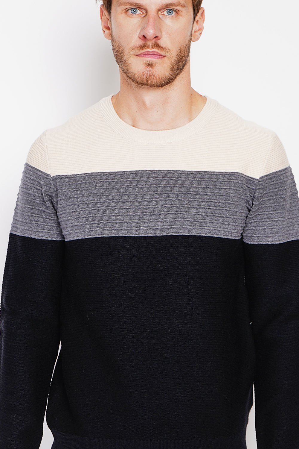 Maglione girocollo a maniche lunghe in maglia fantasia Nero