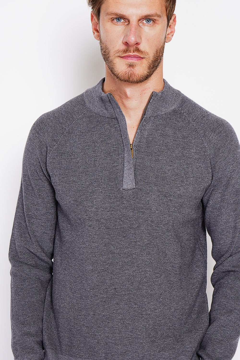 Maglione polo mezza zip con maniche lunghe in 6 fili Lupo