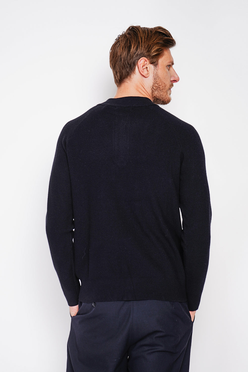 Polo mezza zip con maniche lunghe in 6 strati - Nero