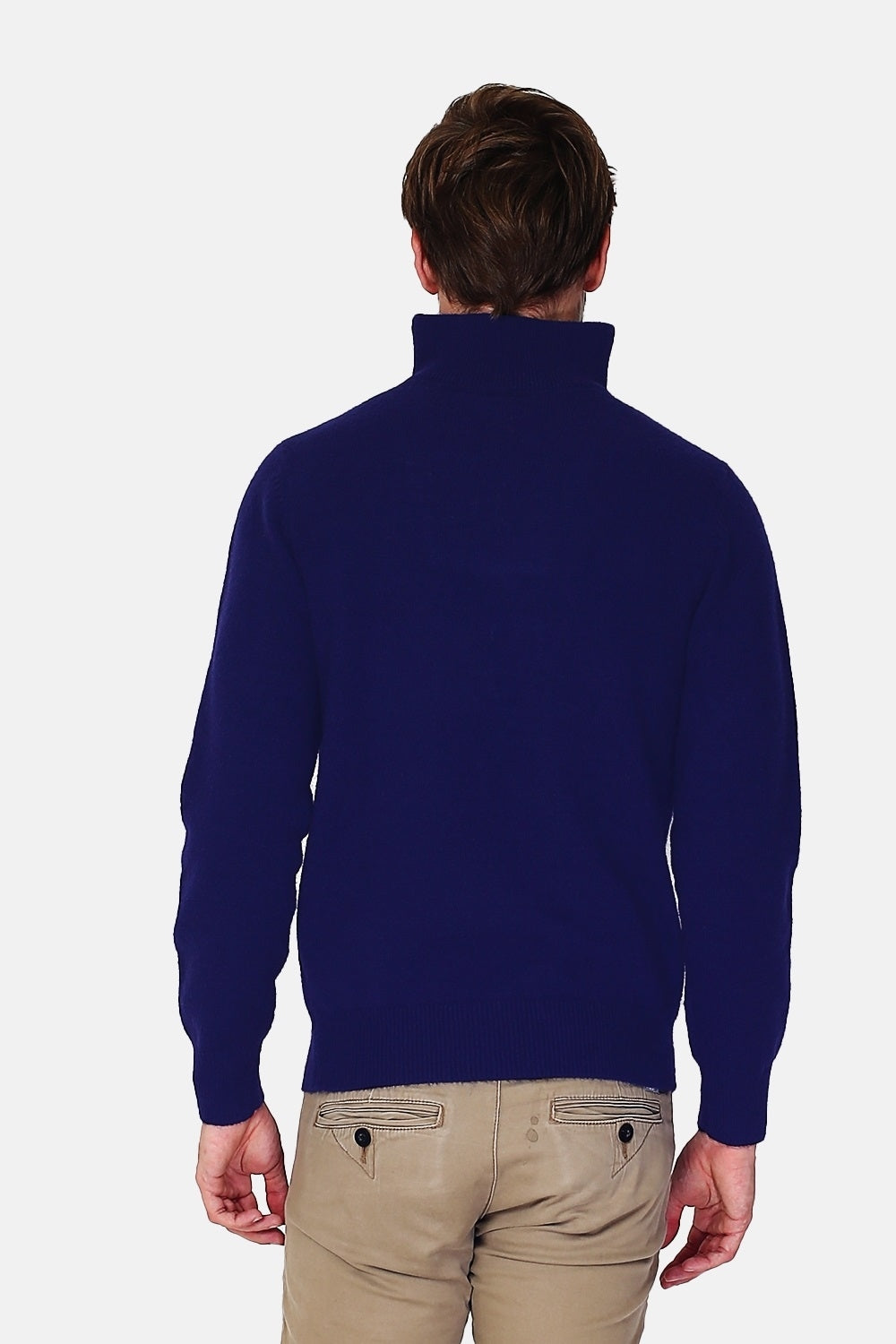 Maglione con collo stile camionista con zip e maniche lunghe Blu notte -WFM97