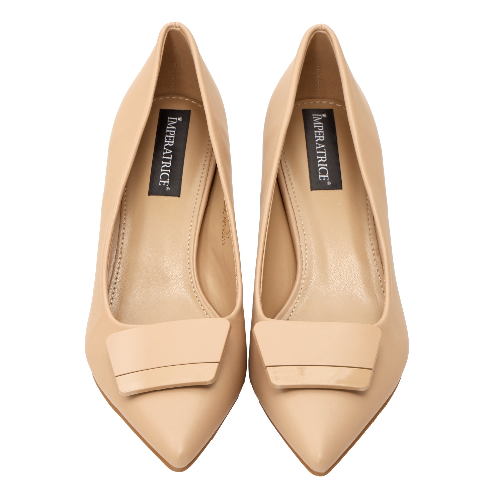 Decolletè in simil pelle con applicazione Beige