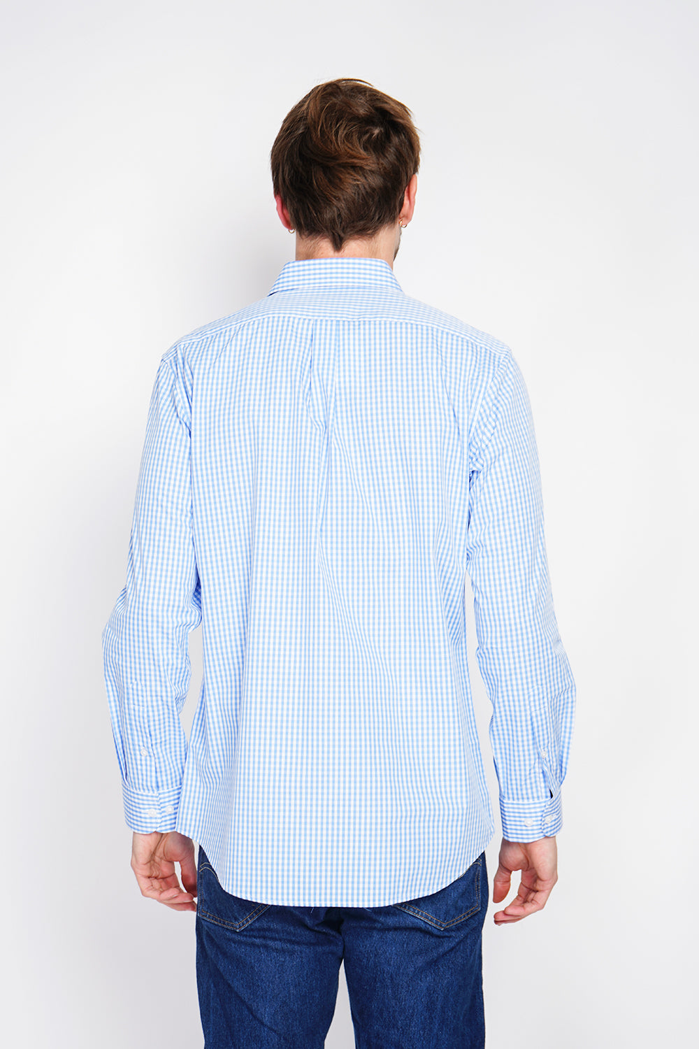 Camicia in cotone twill con colletto alla francese Blu Azzurro