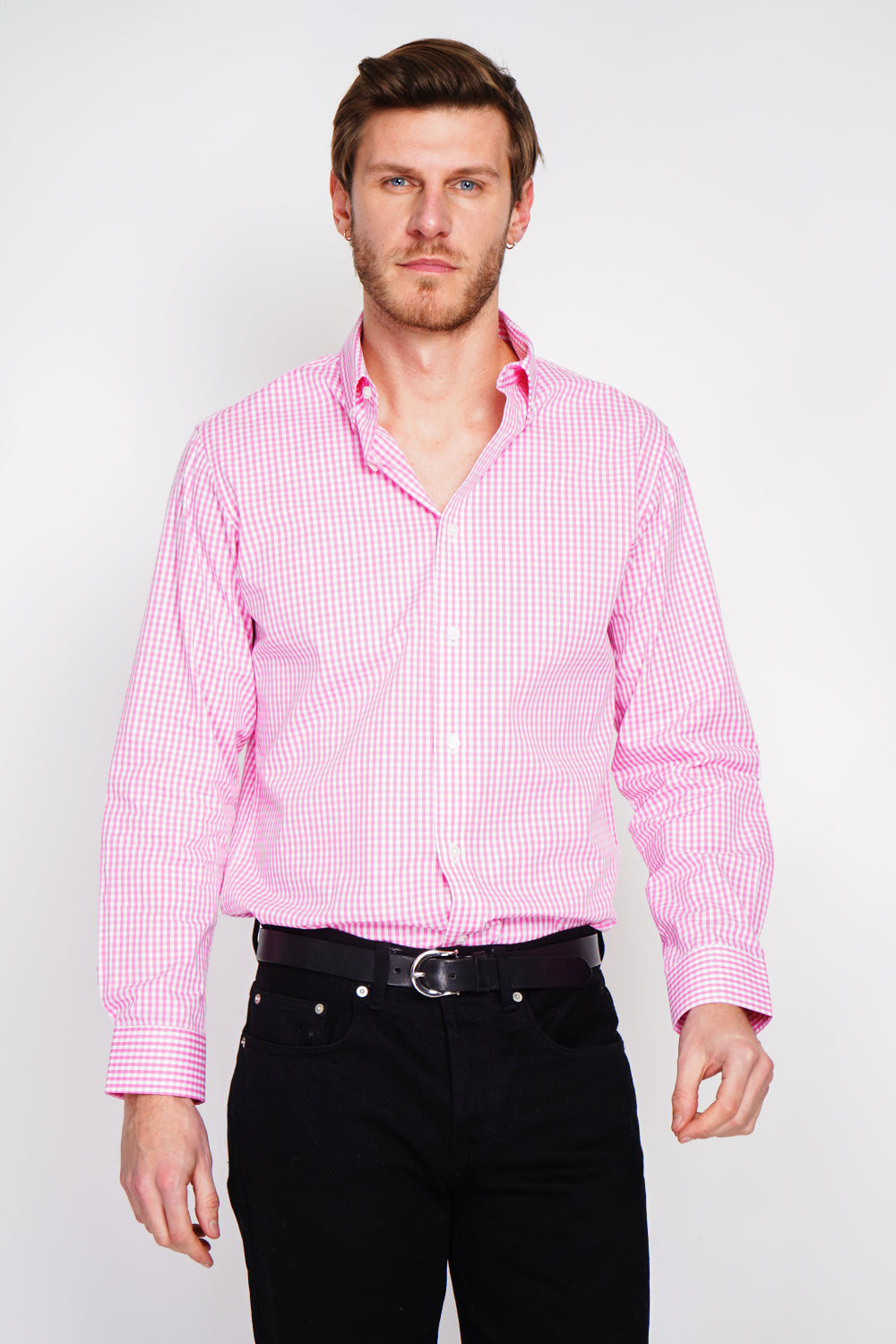 Camicia in cotone twill con colletto alla francese Rosa