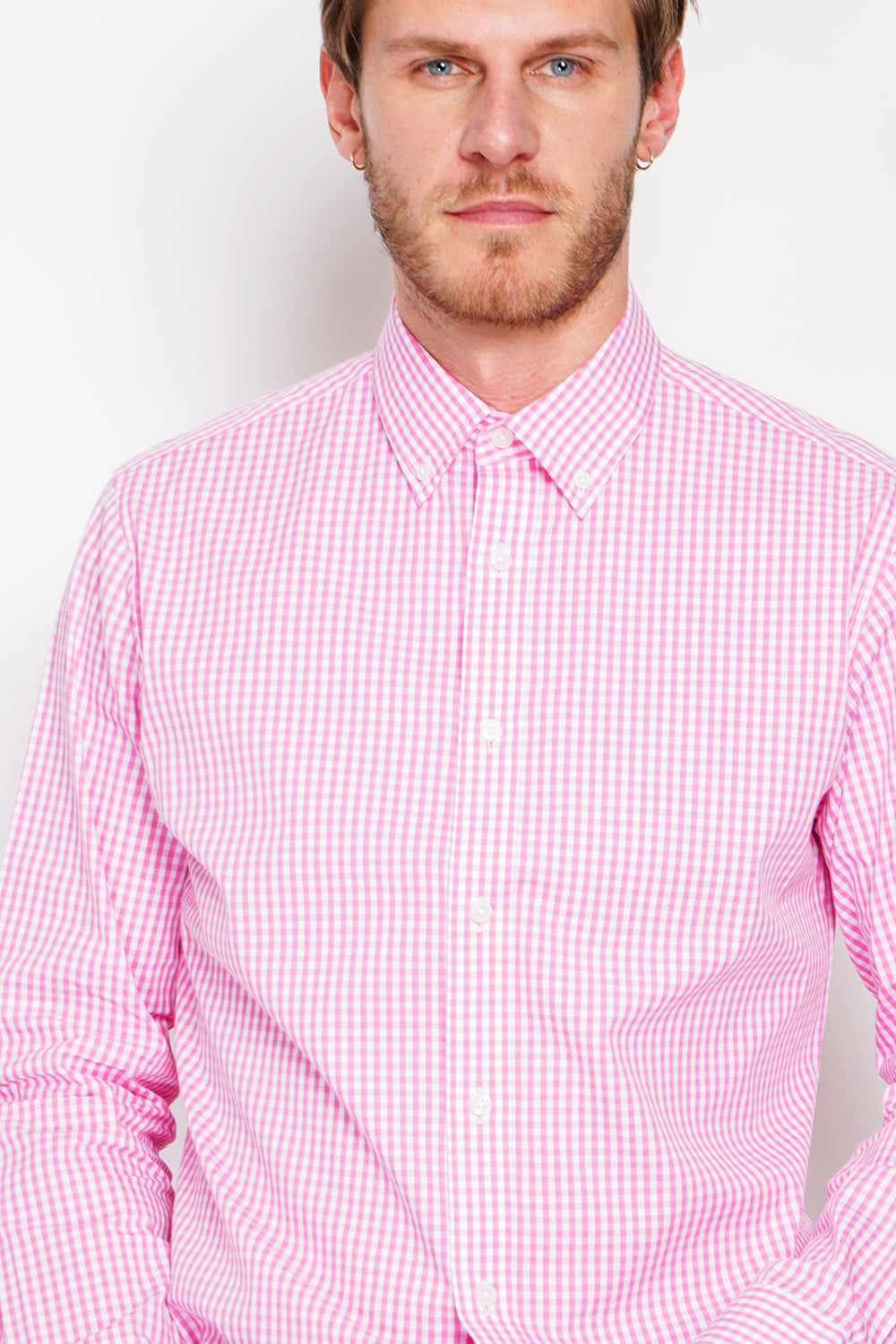 Camicia in cotone twill con colletto alla francese Rosa
