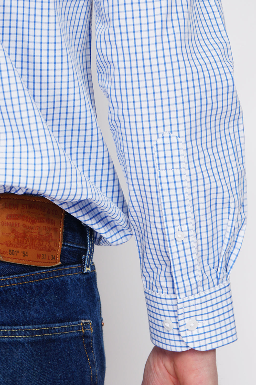 Camicia in lino semplice con colletto classico  Bianco/Blu