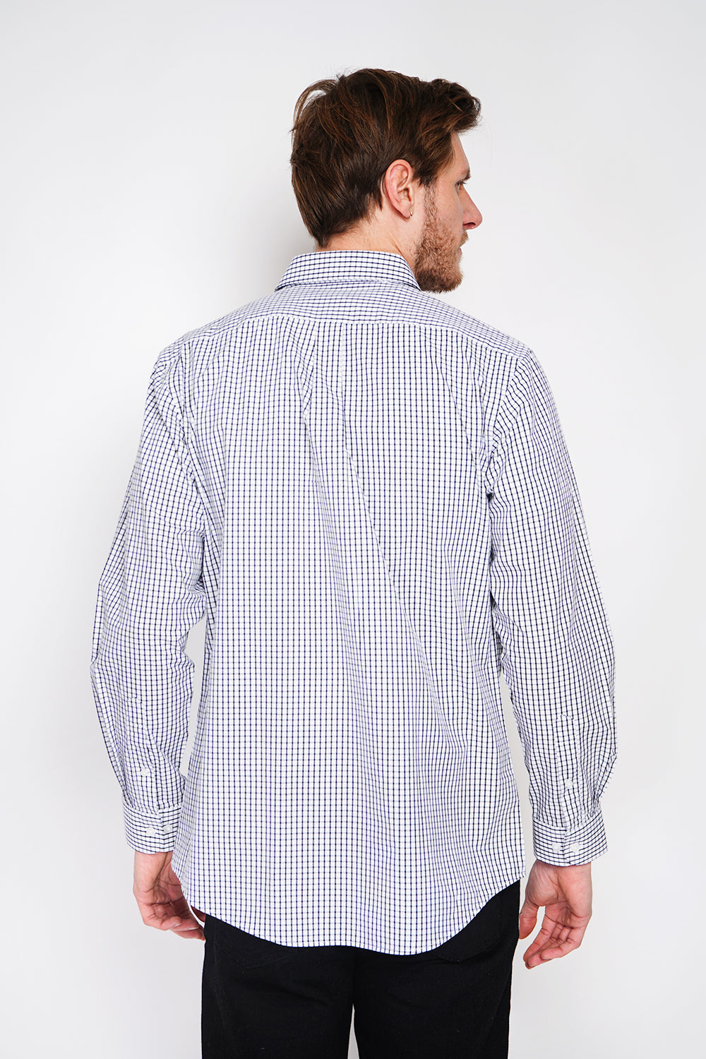 Camicia in lino semplice con colletto classico Bianco/Nero