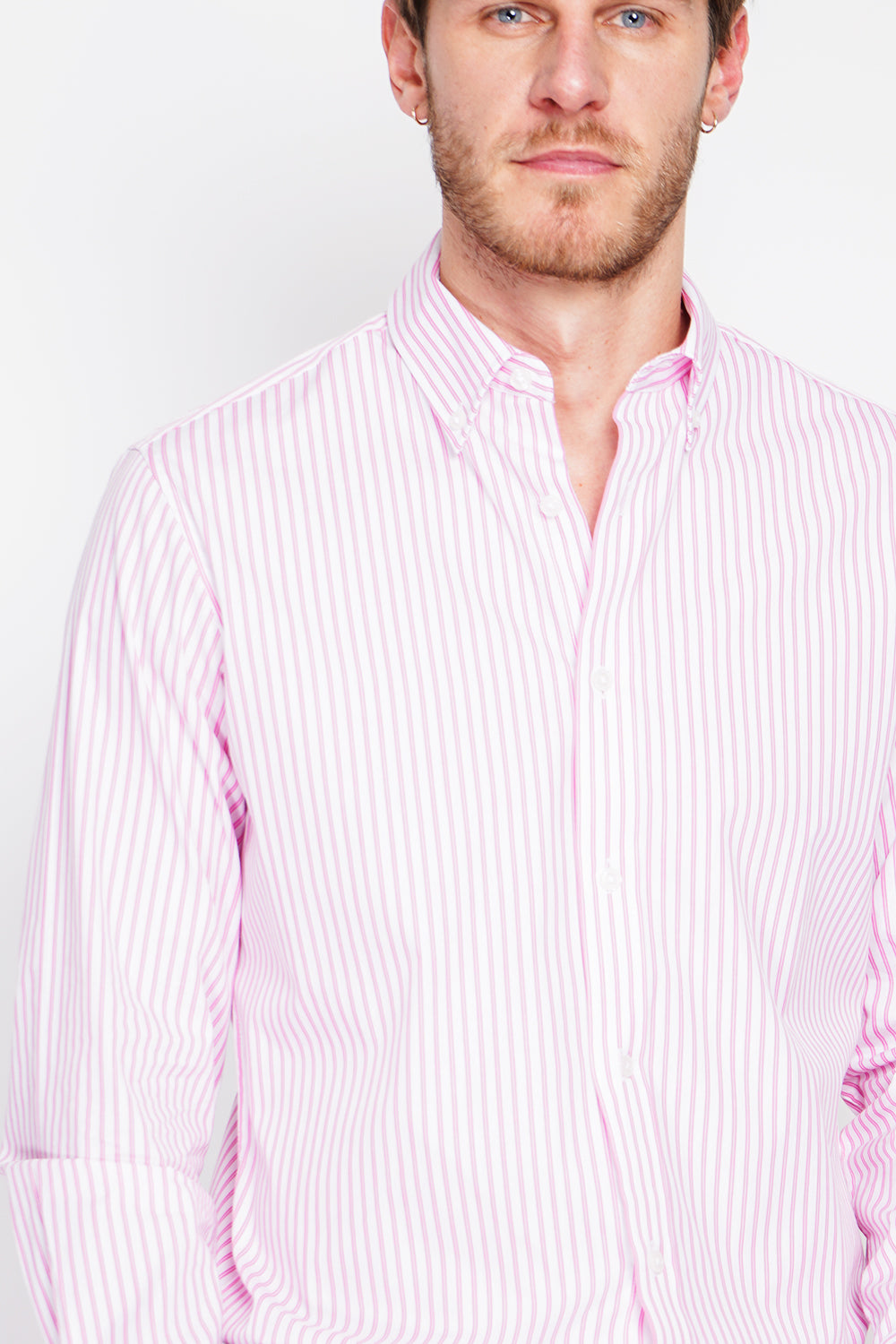 Camicia in lino semplice con colletto classico Rosa