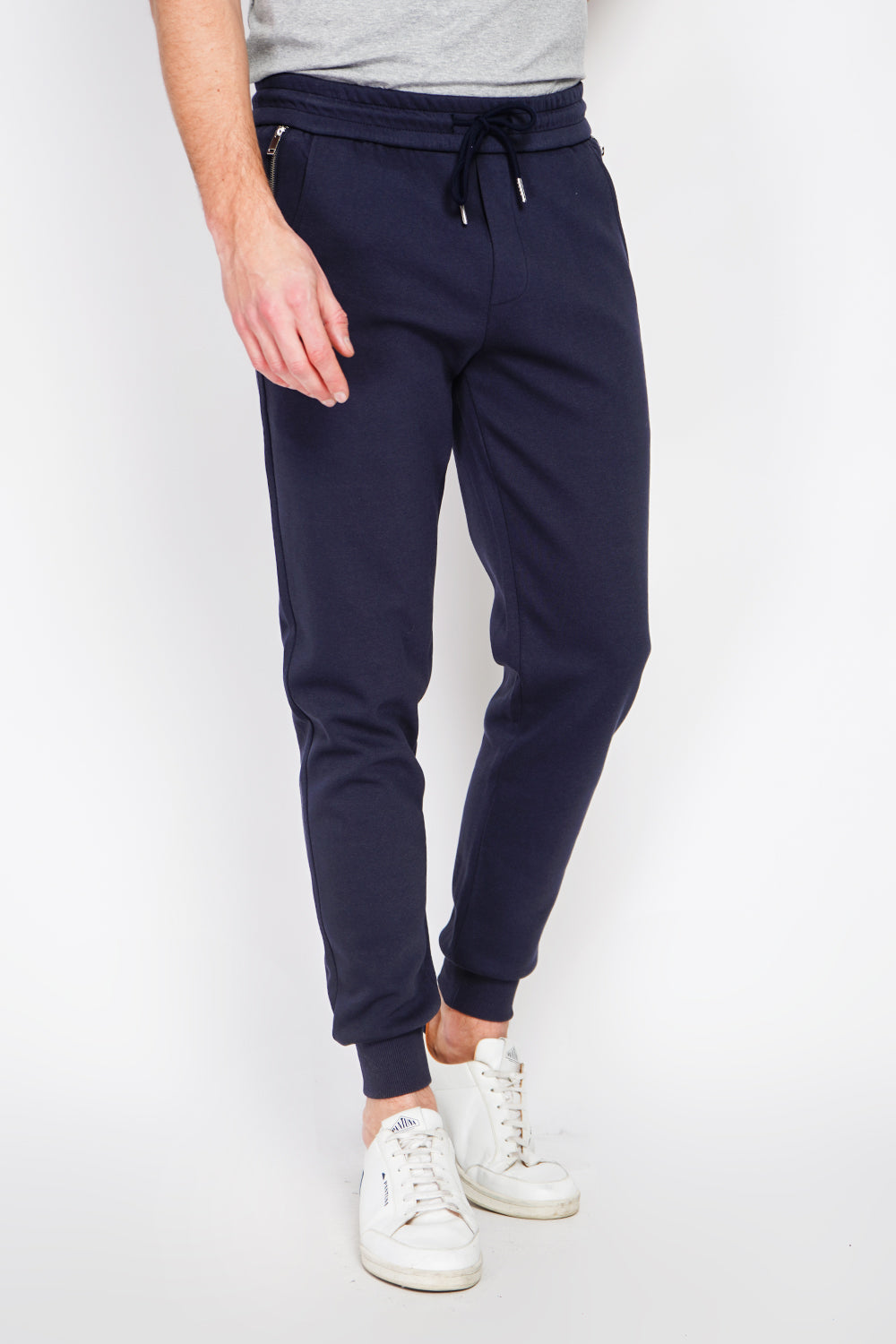 Pantaloni da jogging slim fit con coulisse e tasca piatta con cerniera Blu navy