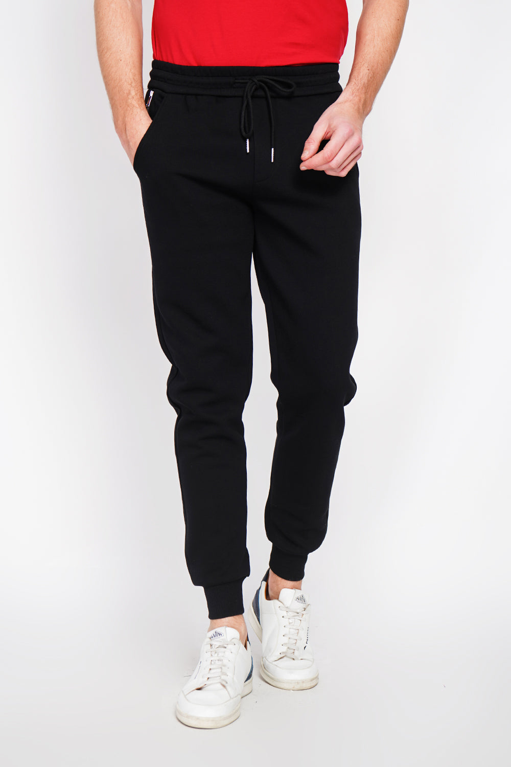 Pantaloni da jogging slim fit con coulisse e tasca piatta con cerniera Nero
