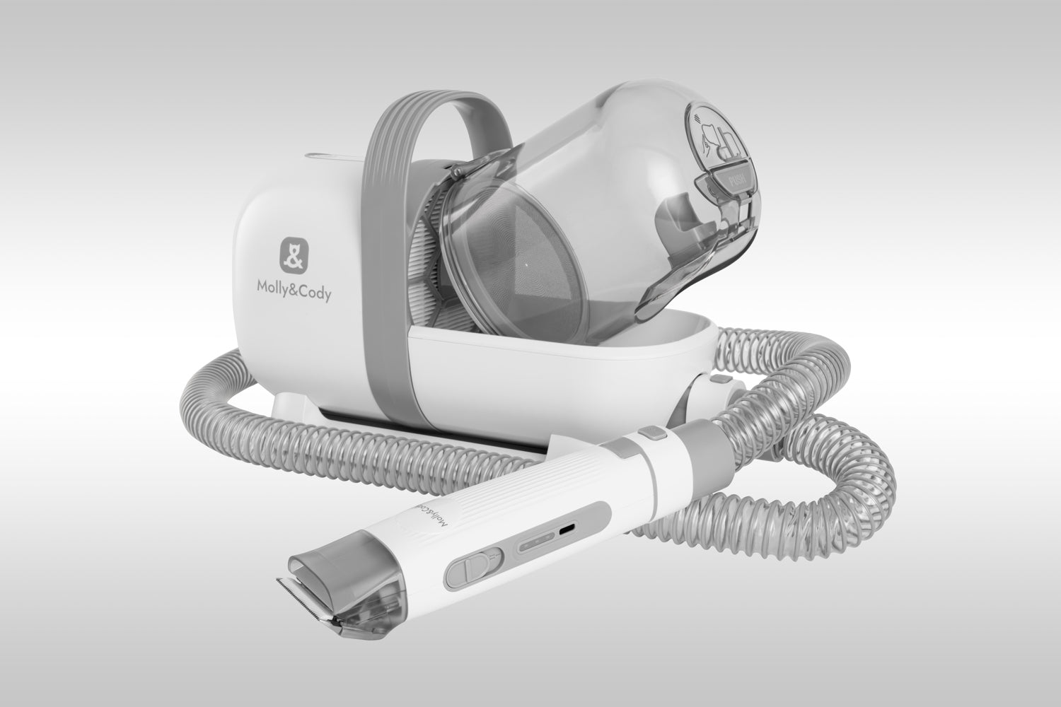 Pet grooming kit & vacuum cleaner white