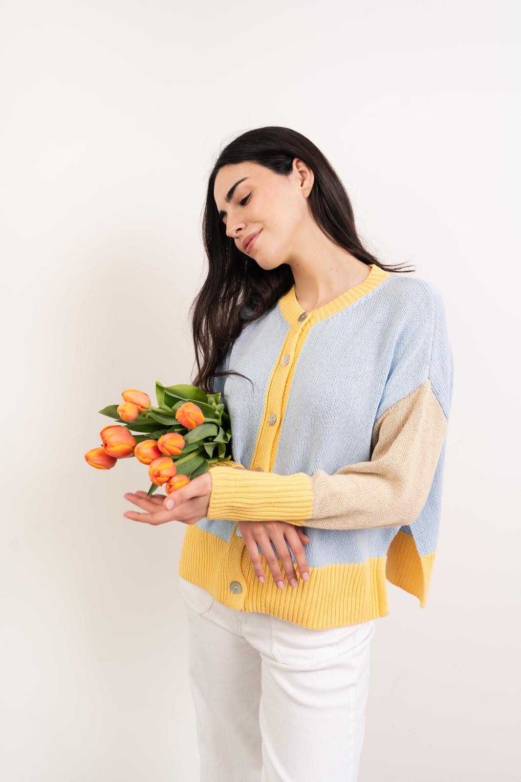 Cardigan in cotone giallo Leti