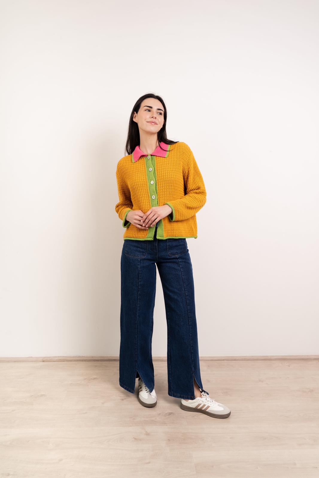 Cardigan in cotone senape Tina