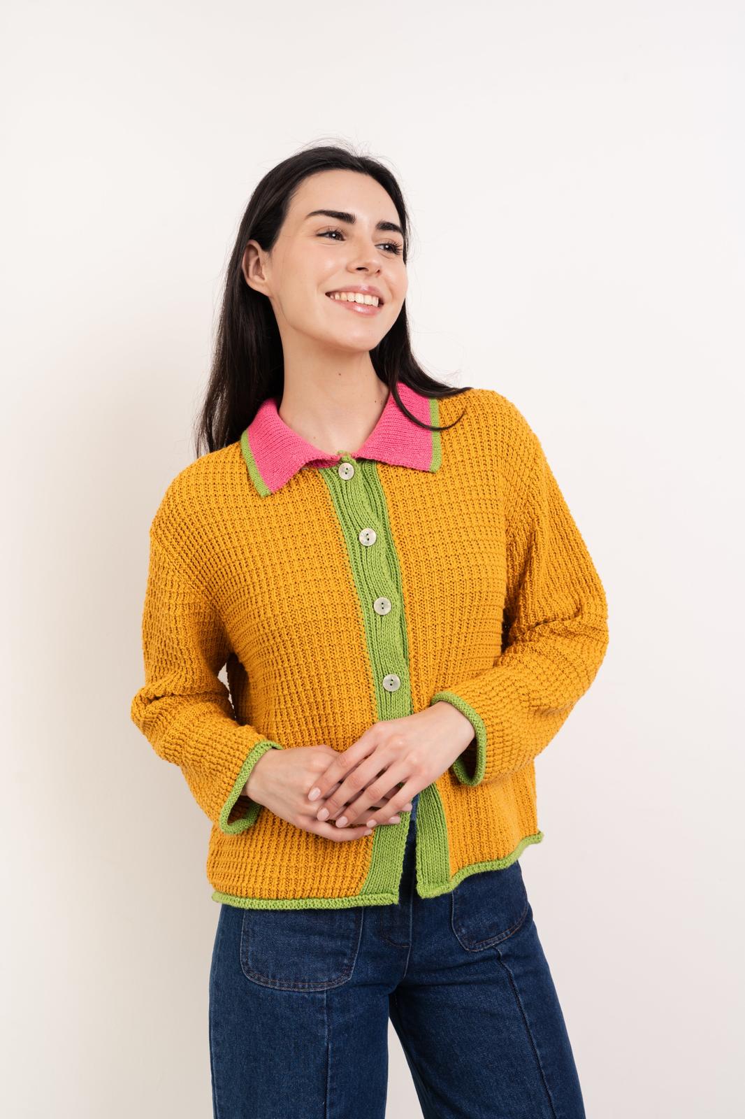 Cardigan in cotone senape Tina