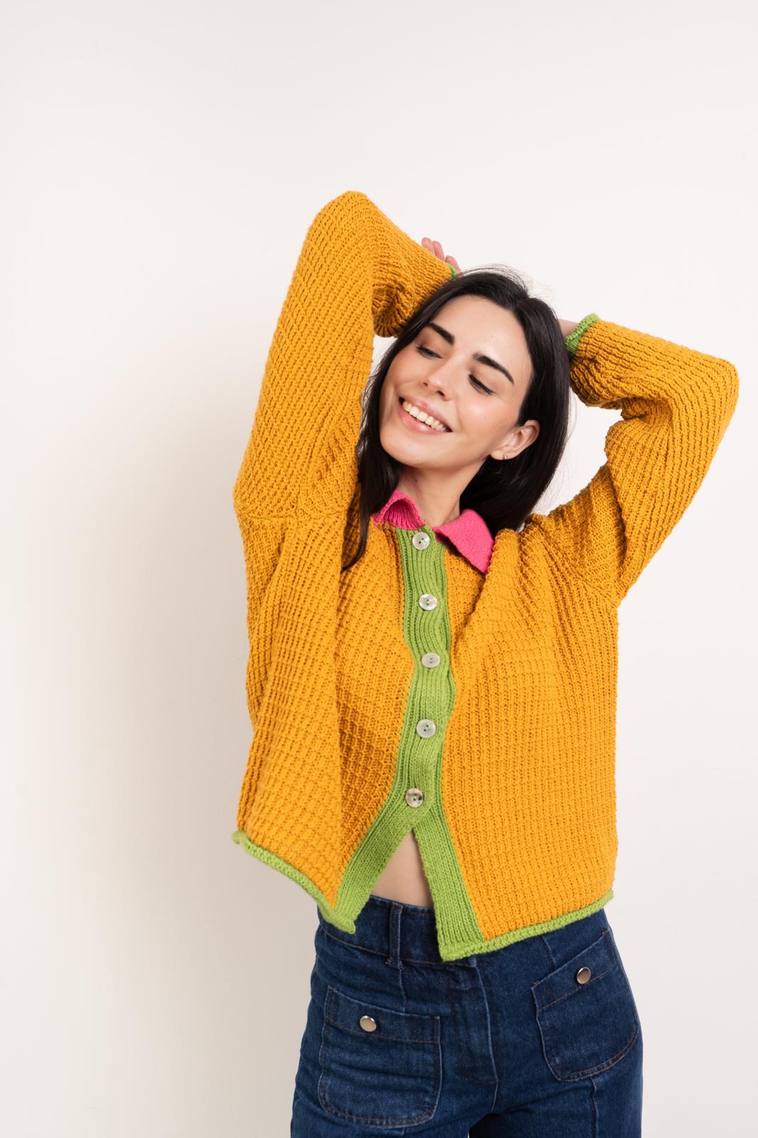 Cardigan in cotone senape Tina