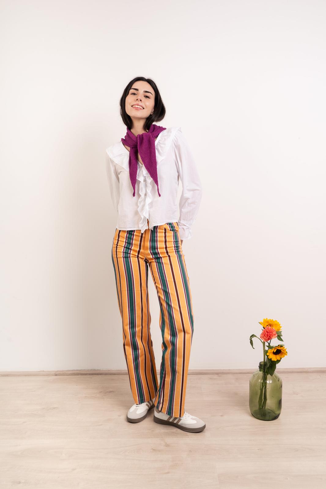 Jeans gialli a righe Inés