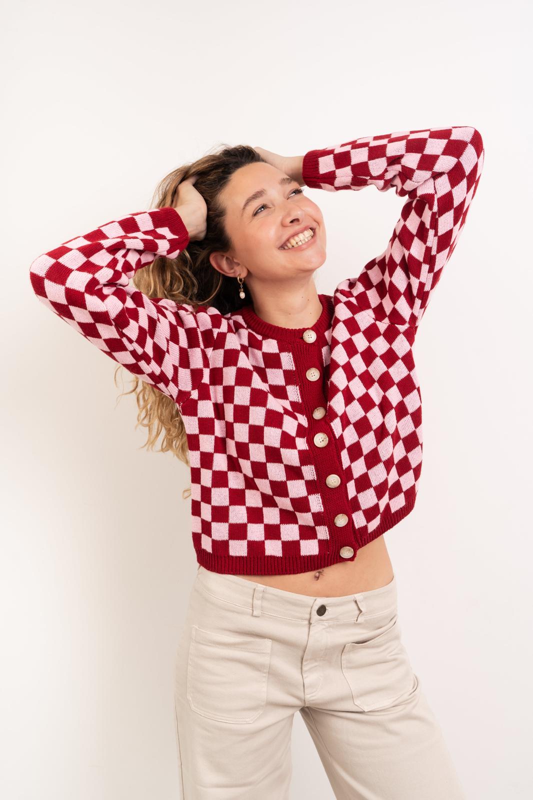 Cardigan in cotone rosa Martina