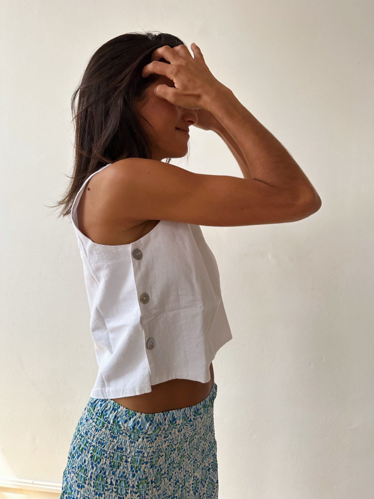Top in lino bianco Claudia