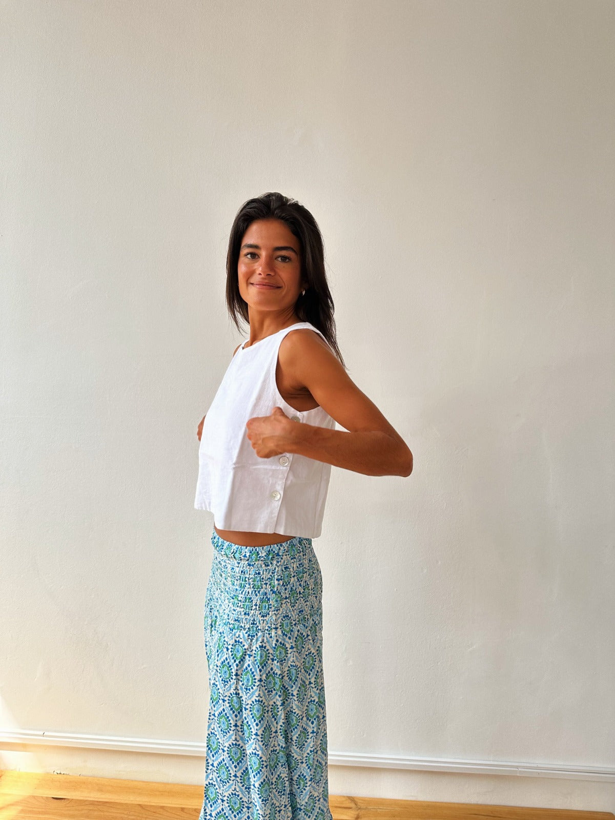 Top in lino bianco Claudia