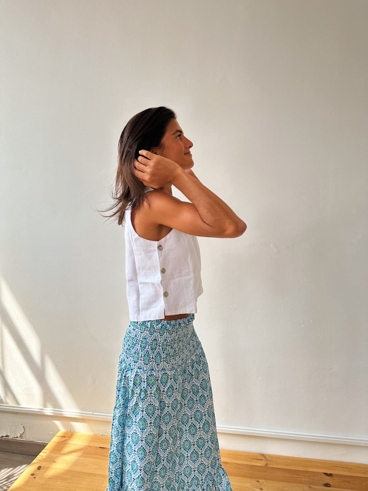 Top in lino bianco Claudia