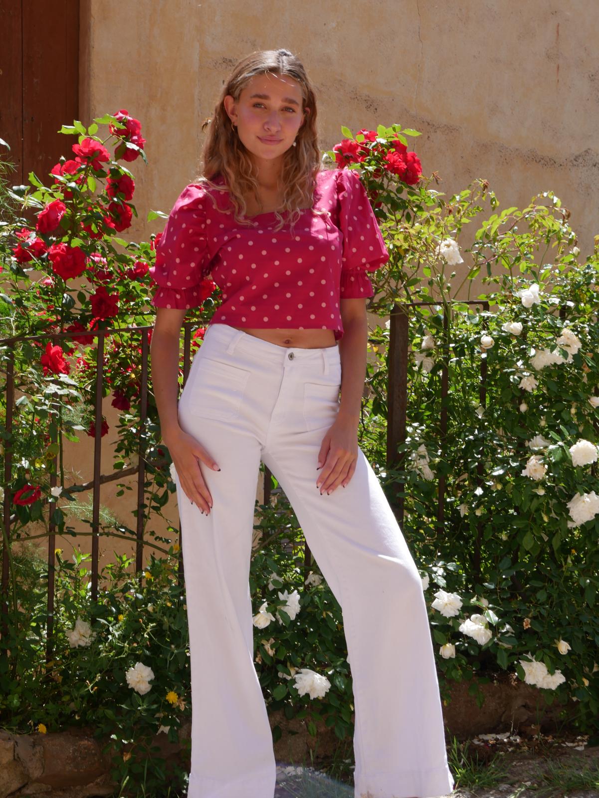 Blusa Carmi a pois bordeaux