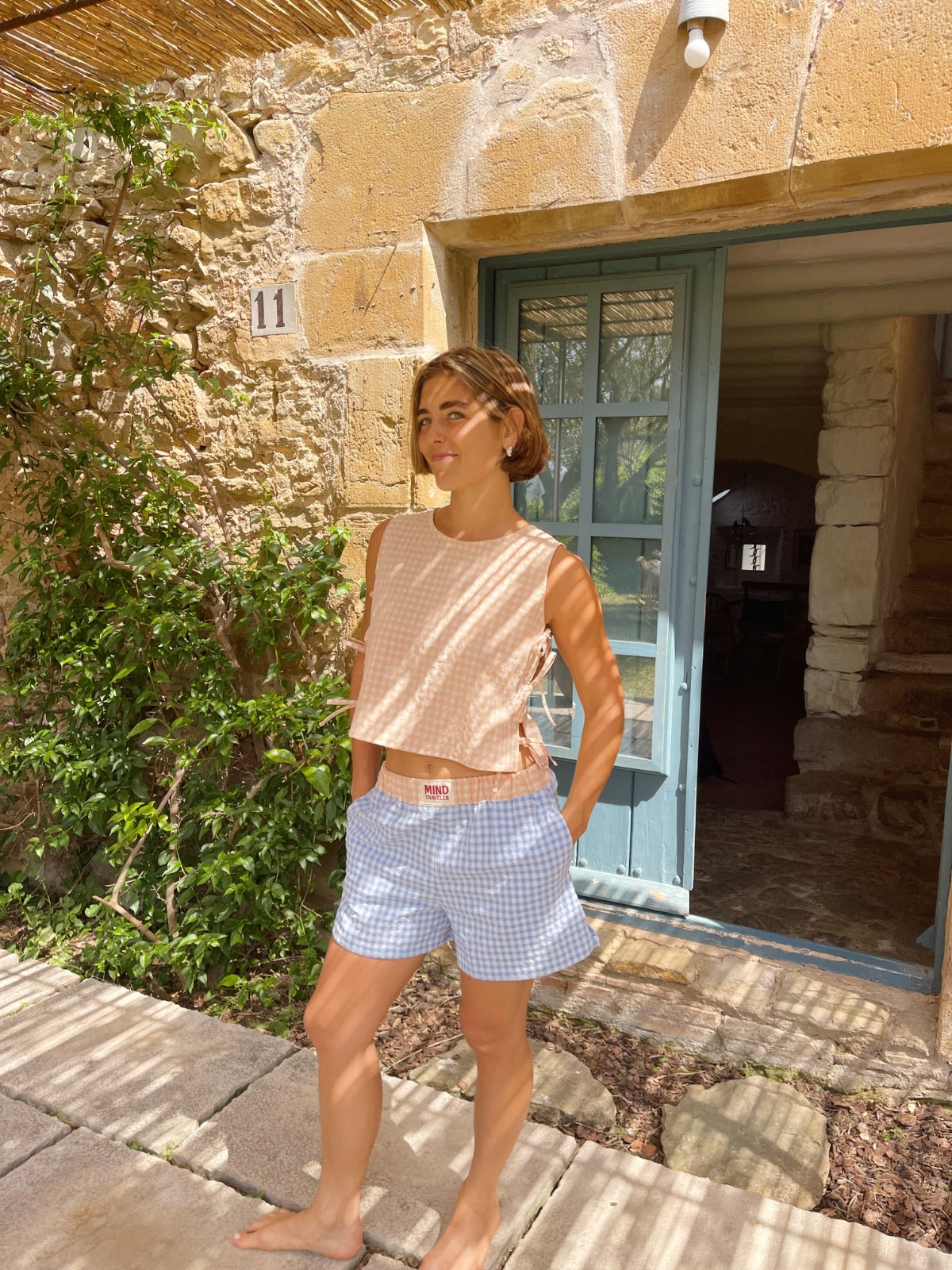 Short Mina Blu e Arancione