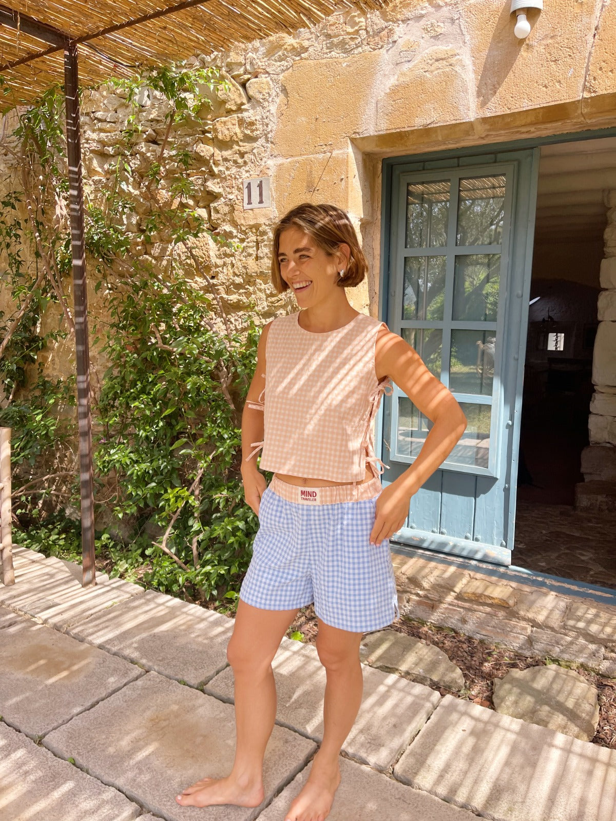 Short Mina Blu e Arancione