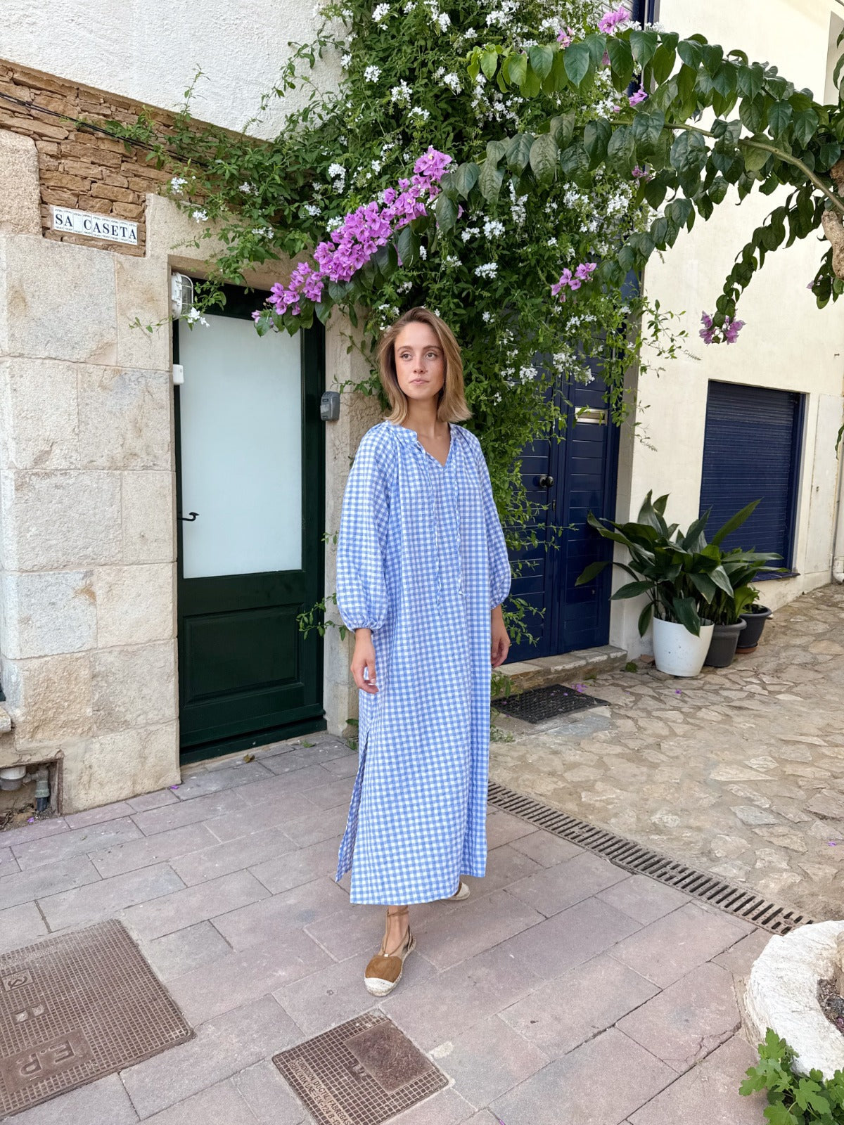 Abito Matilde Vichy azzurro chiaro