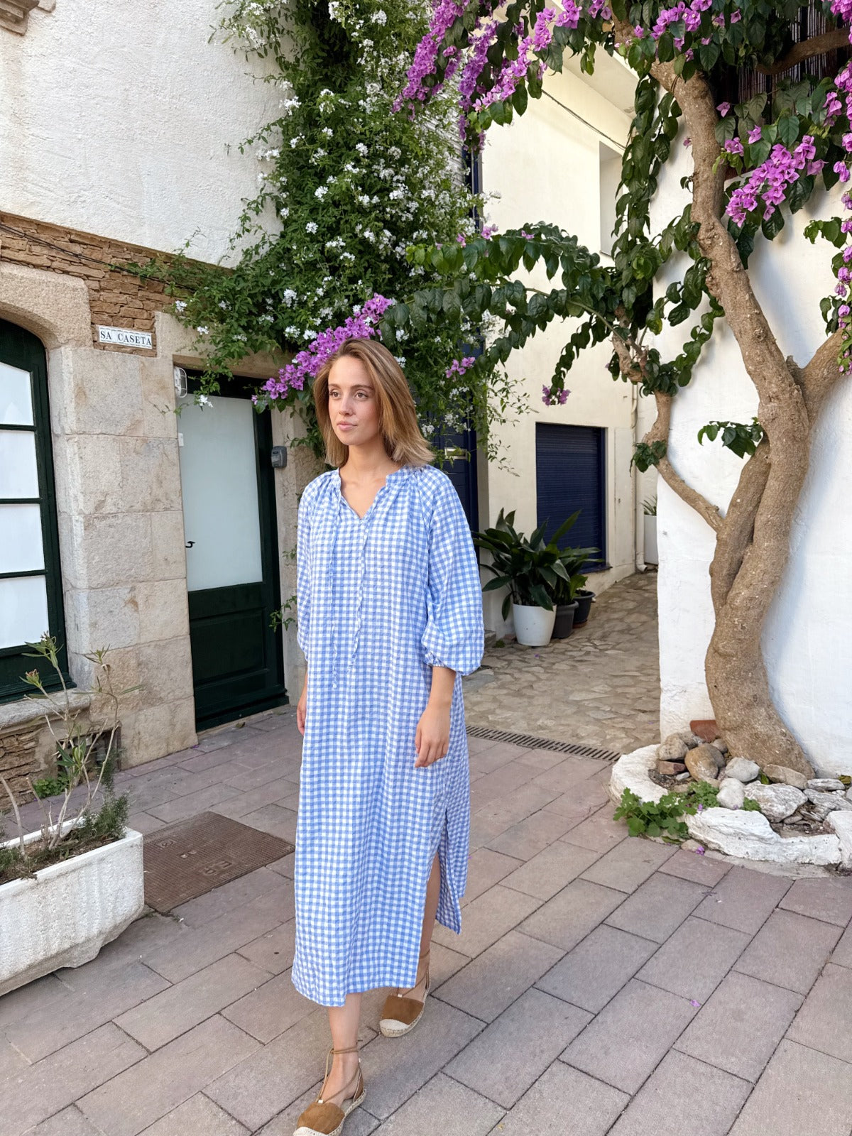 Abito Matilde Vichy azzurro chiaro