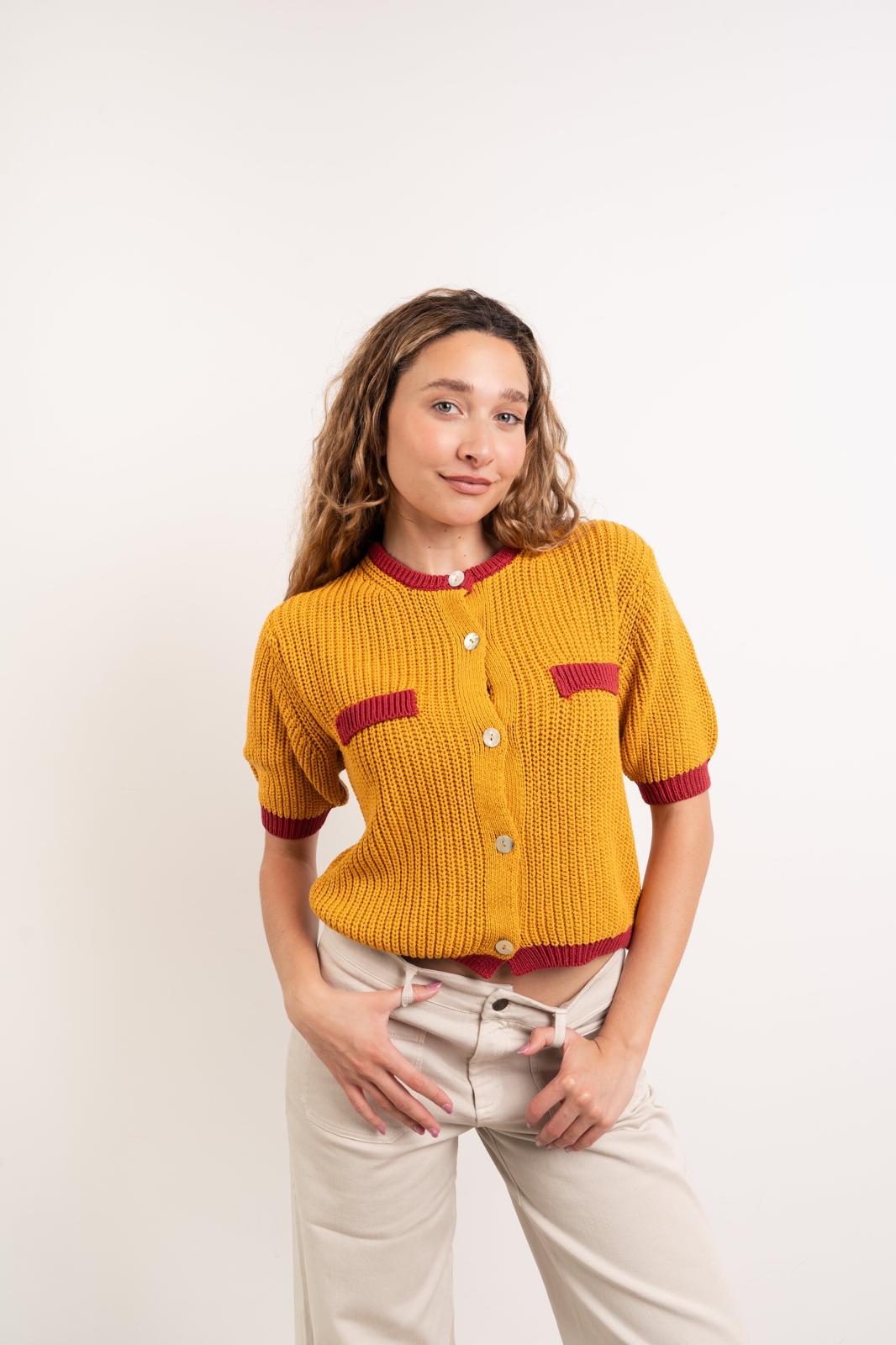 Cardigan in cotone senape Mia