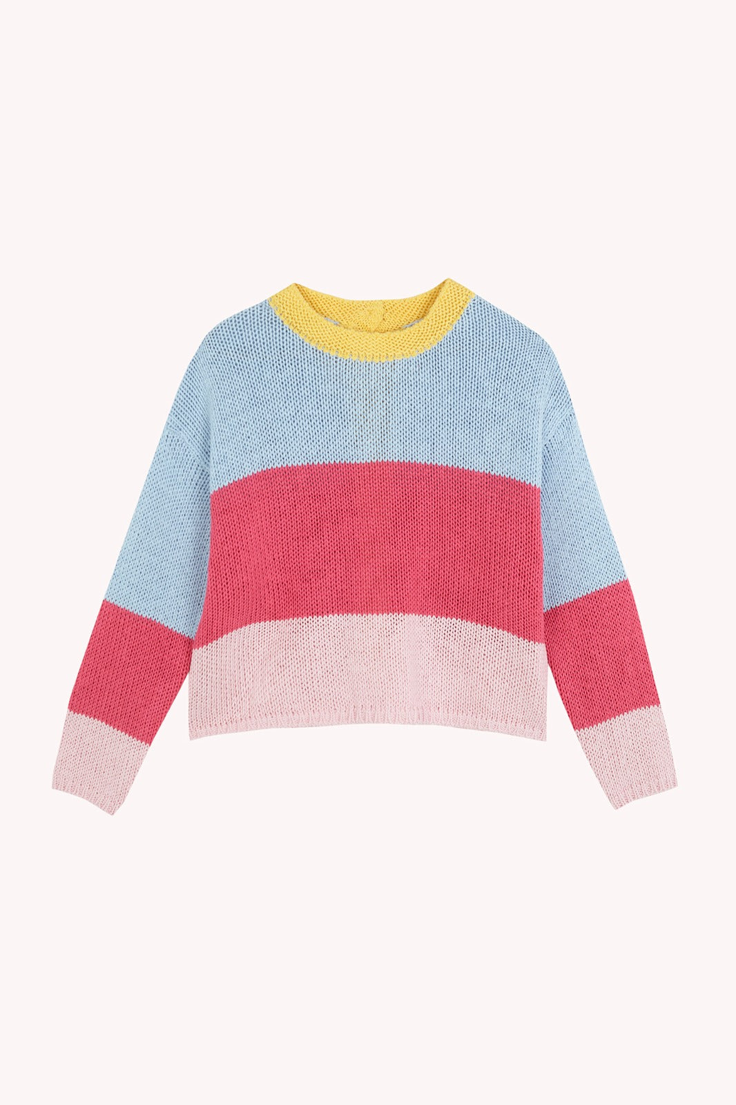 Maglione in cotone blu e rosa Jana