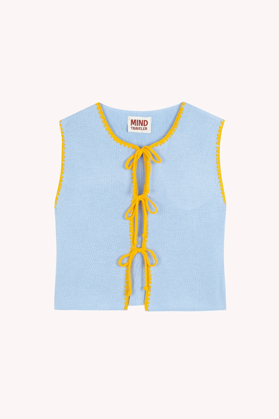 Gilet in maglia azzurro e giallo